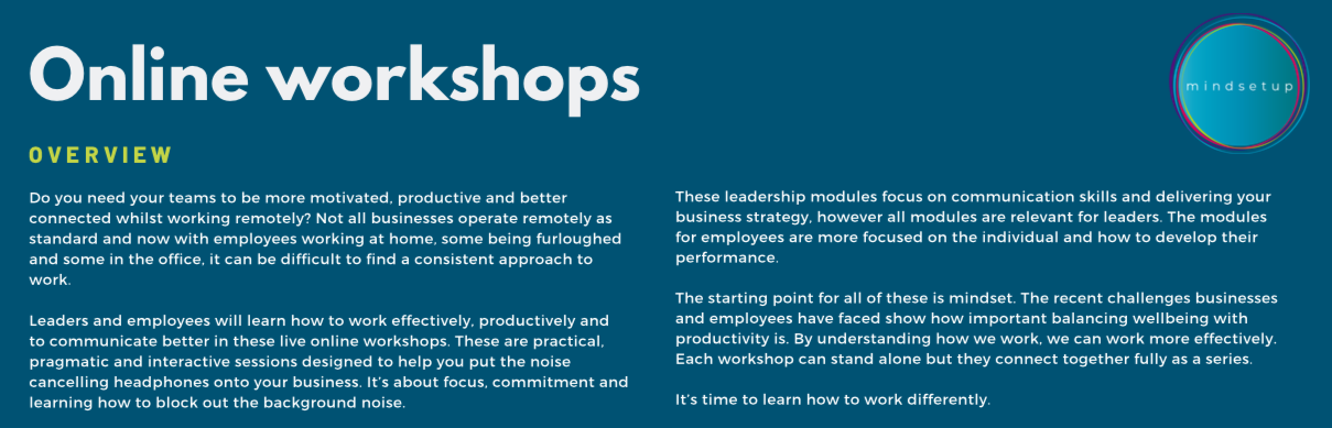leadership and employee online workshops